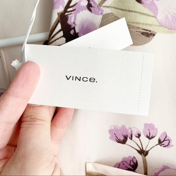 Vince 100% Silk Tropical Garden Satin Lounge Top - Picture 6 of 12